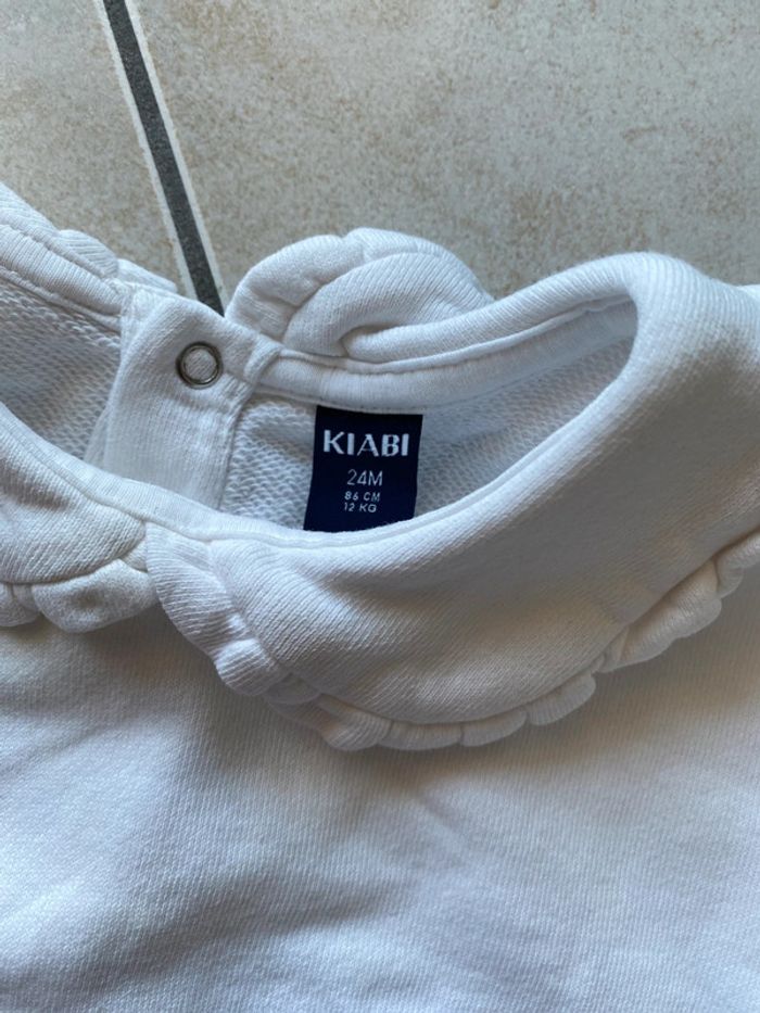 Pull sweat blanc col Claudine 24 mois Kiabi - photo numéro 3