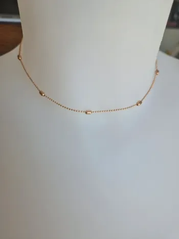 Collier fantaisie doré perles allongées