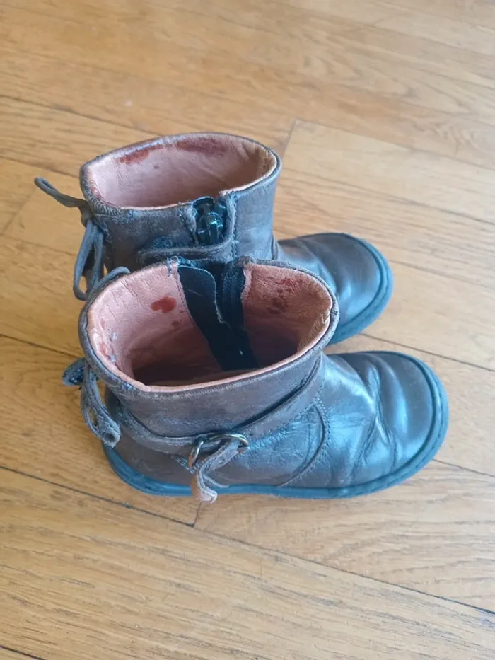 Lot 3 bottines cuir fille pointure 22 Shoopom / FR/ Aster - photo numéro 3