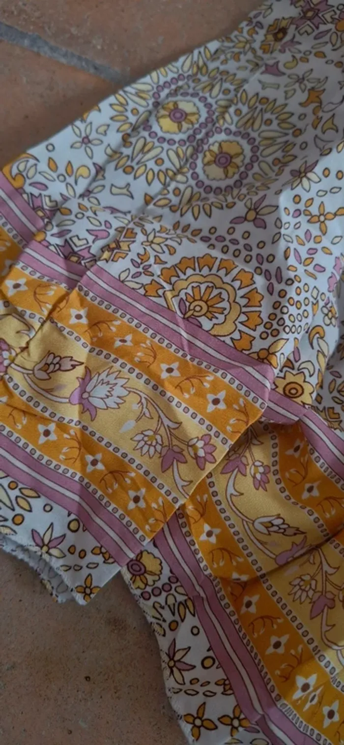 🌿 Jupe bohème ethnic motifs rose/jaune fluide – Taille unique - Neuve 🌸 - photo numéro 3