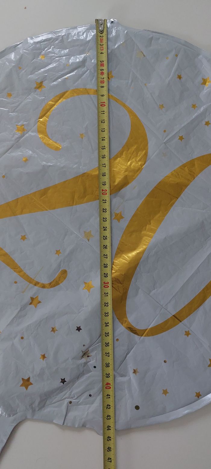 Ballon gonflable helium blanc/doré- chiffre 20 - photo numéro 5