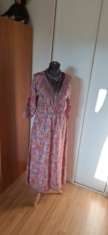Robe d été rose en soie  transparente taille unique