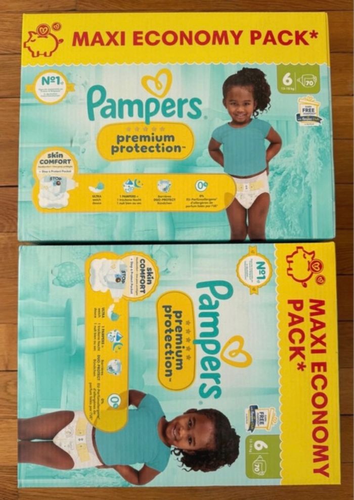 Lot de 2 cartons couches Pampers taille 6