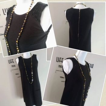Robe noire mi longue chic sans manches dentelle noire taille 38