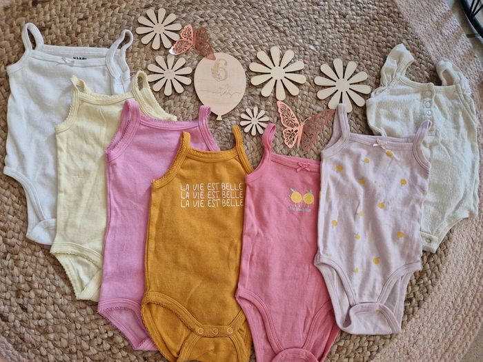 Lot de body à bretelles rose bébé fille 6 mois