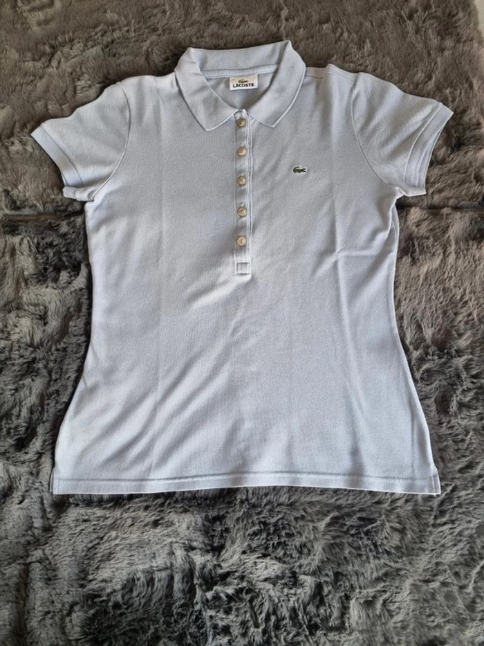 Polo manches courtes Lacoste bleu – Taille XS / 34 Femme - photo numéro 2