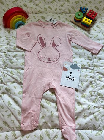 pyjama grenouillère en coton rose 9 mois tex