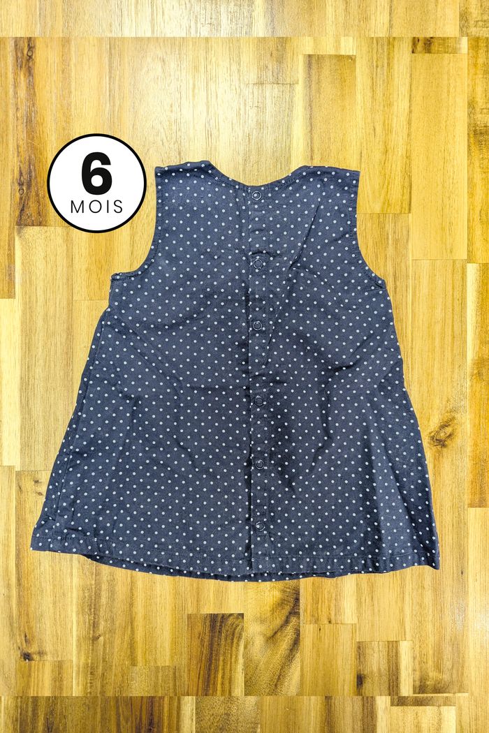 Robe droite sans manches bleu à pois - bébé fille 6 mois - photo numéro 2