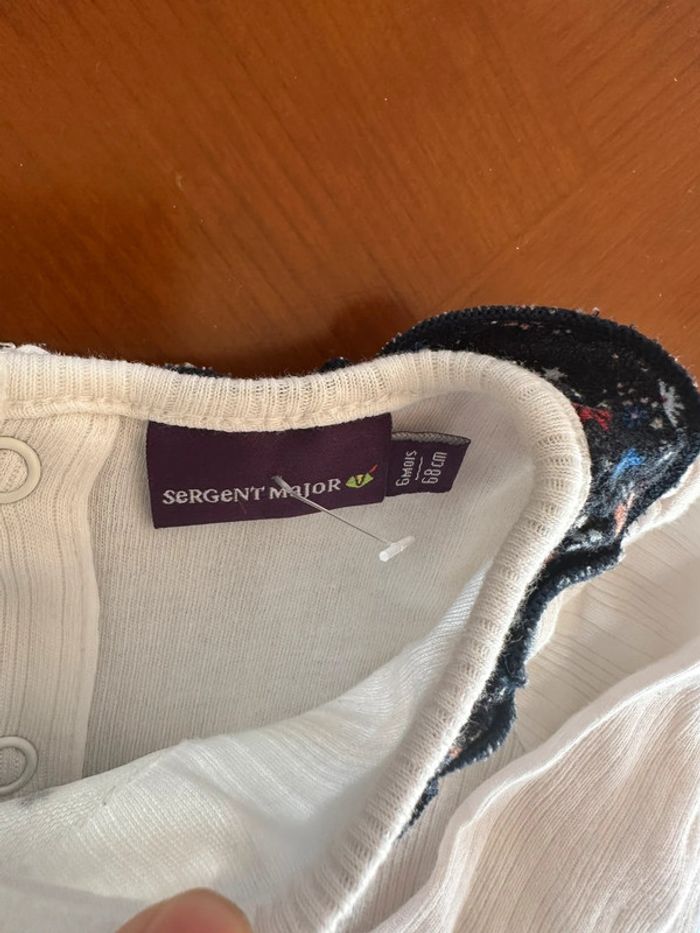 T-shirt manches longues, col fleuri, sergent, Major fille, six mois - photo numéro 3