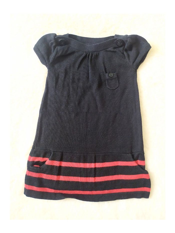 Robe bébé Gap mi-saison coton noir rayures rouges bas manches courtes 3 mois