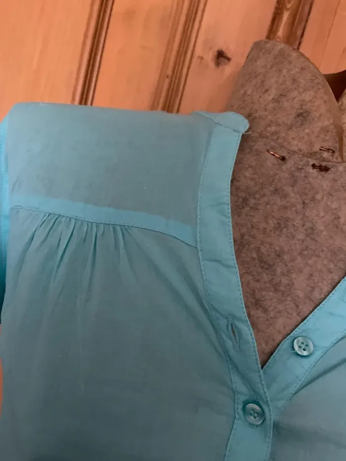 Blouse turquoise coton - photo numéro 2