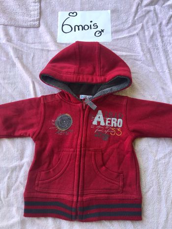 Gilet rouge à zip 6 mois garçon