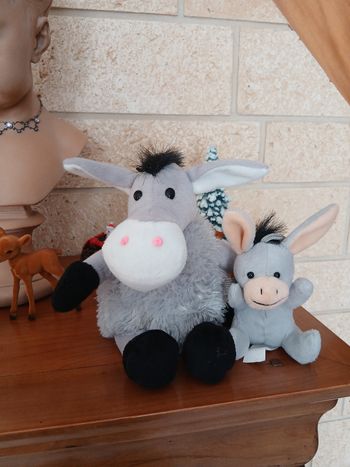 Peluche "Âne gris & son doudou "