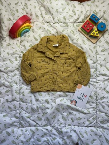 veste en jean moutarde à motifs tape à l'oeil 18 mois