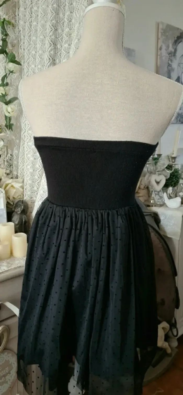 Robe noire tulle plumetis Stradivarius Taille S - photo numéro 3