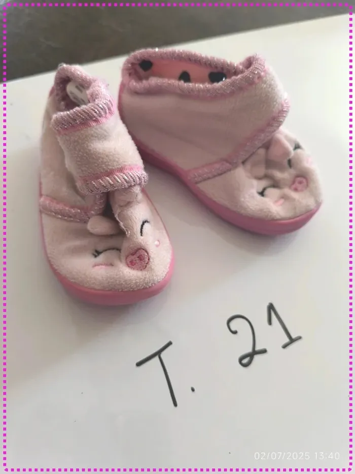 2 paires de chaussons rose clair (21) - photo numéro 2
