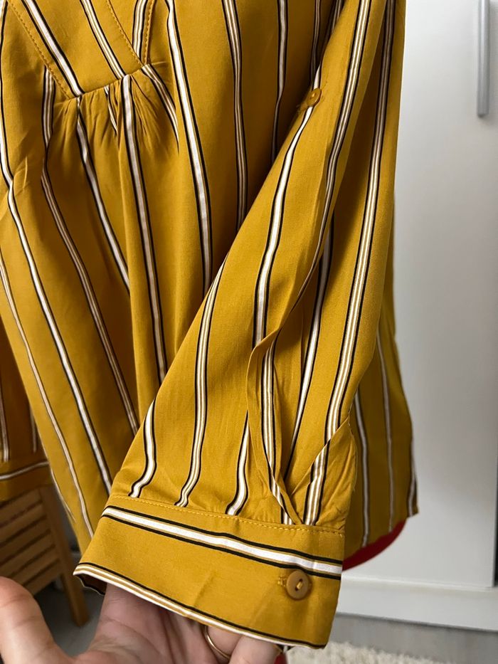 Blouse manches longues rayée jaune moutarde Akoz - photo numéro 3