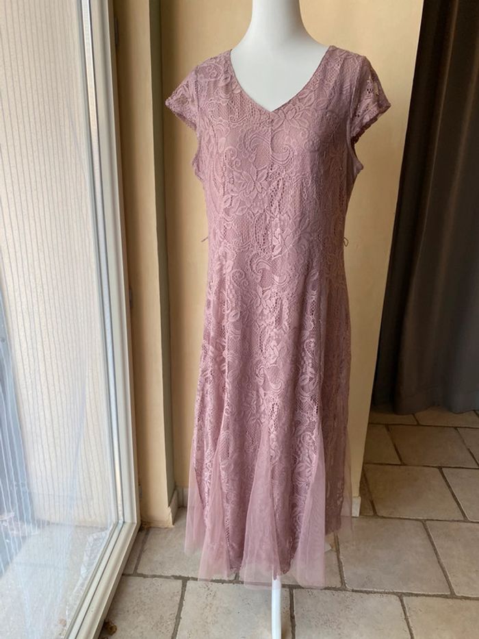 Robe longue dentelle rose Candalite XL - photo numéro 6