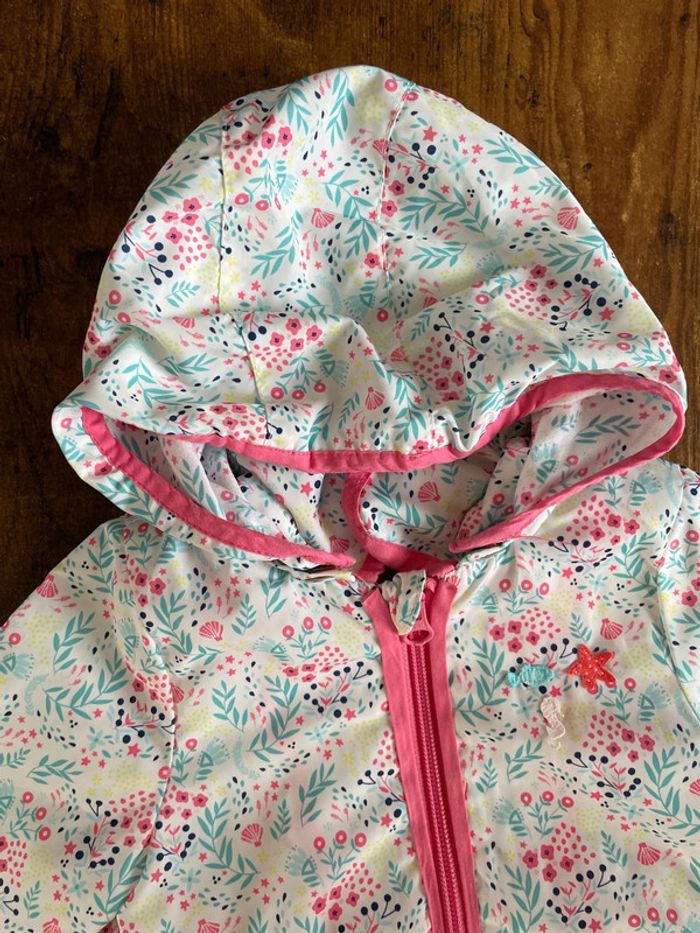 Imperméable mi saison à fleurs avec capuche - photo numéro 3