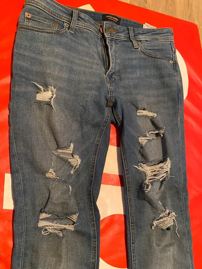 Jean intelligence jack jones bleu trouée 30/30 skinny - photo numéro 2