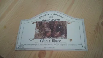 Etiquette de vin Saint Hubert Côtes Du Rhône 2001 Neuf -