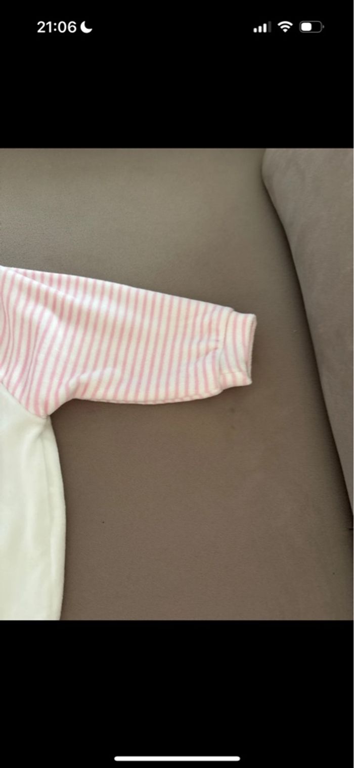 Pyjama Grenouillère Rose et Blanc - Taille 0 mois / naissance - photo numéro 2