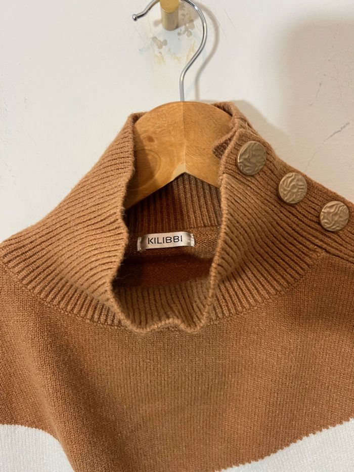 Pull rayé marron et blanc - photo numéro 4