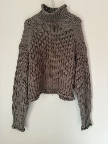 Pull grosse maille gris