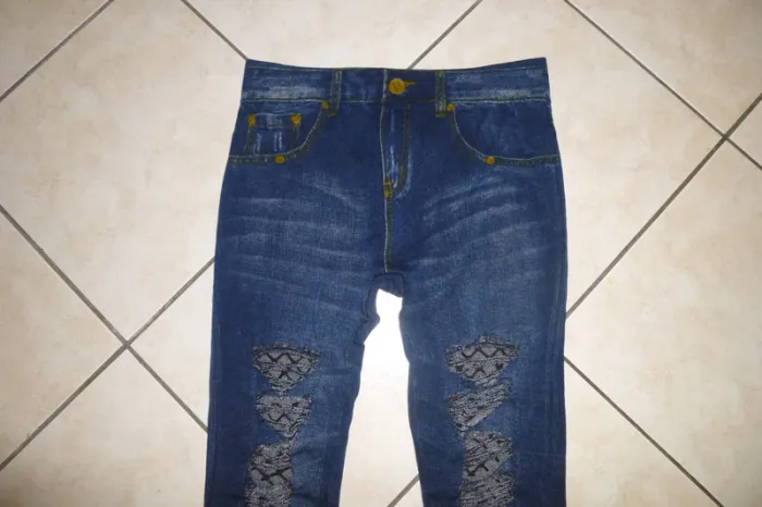 original leggins stretch bleu taille M neuf - photo numéro 2