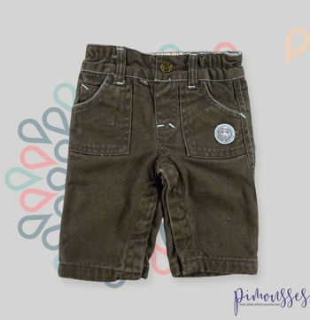 Pantalon toile marron turquoise chevrons Kimbaloo 0 mois 50 cm garçon