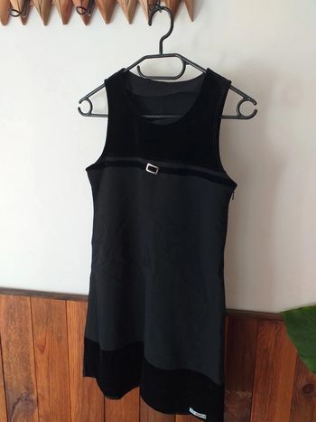 Robe fête bi-matière noire