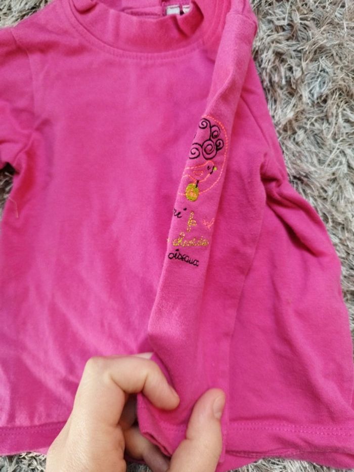 Lot de2 teeshirt manches longues rose 6 mois - photo numéro 3