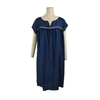 Robe ample en denim léger brodé Alice et Maman col tunisien taille 42 A1568