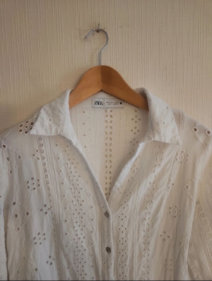 Blouse chemise Zara blanche taille S - photo numéro 2