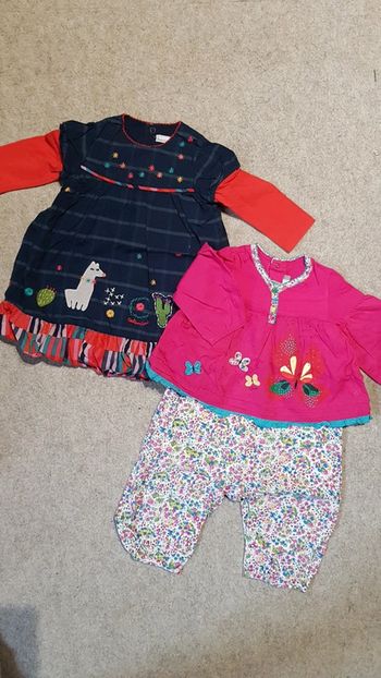 Lot de 2 robe/combinaison catimini fille 9 mois