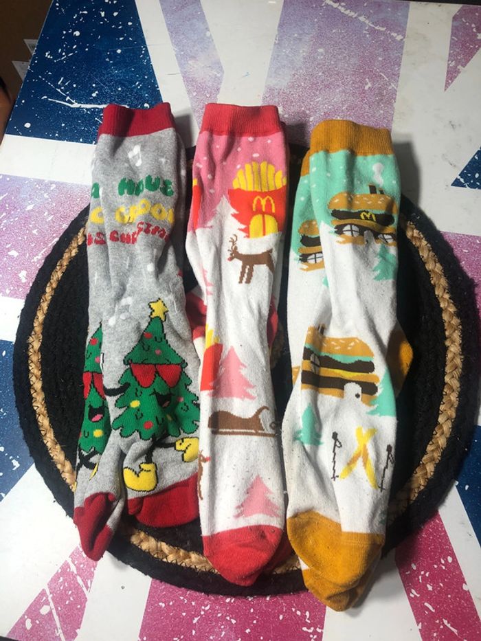3paires de chaussettes Noël