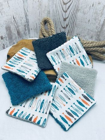 Lingette lavable et réutilisable lot de 7 en éponge coton