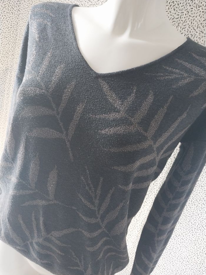 Pull femme WHY NOT – motif feuillage argenté - photo numéro 4