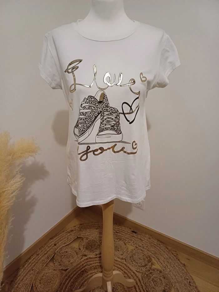 T-Shirt blanc neuf avec motifs Made with Love taille S/M 36/38