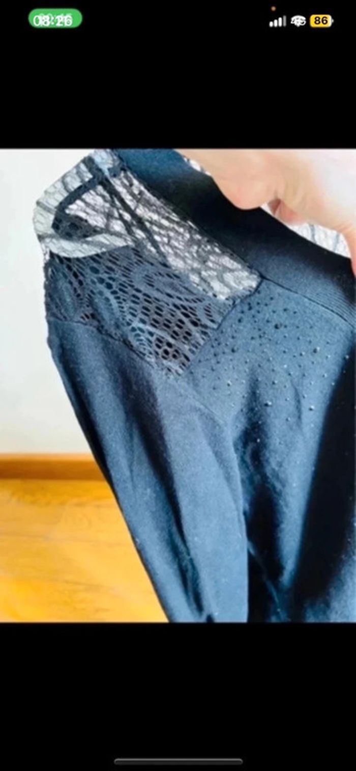Sublime pull manche longue gilet noir breal avec dentelle - photo numéro 7