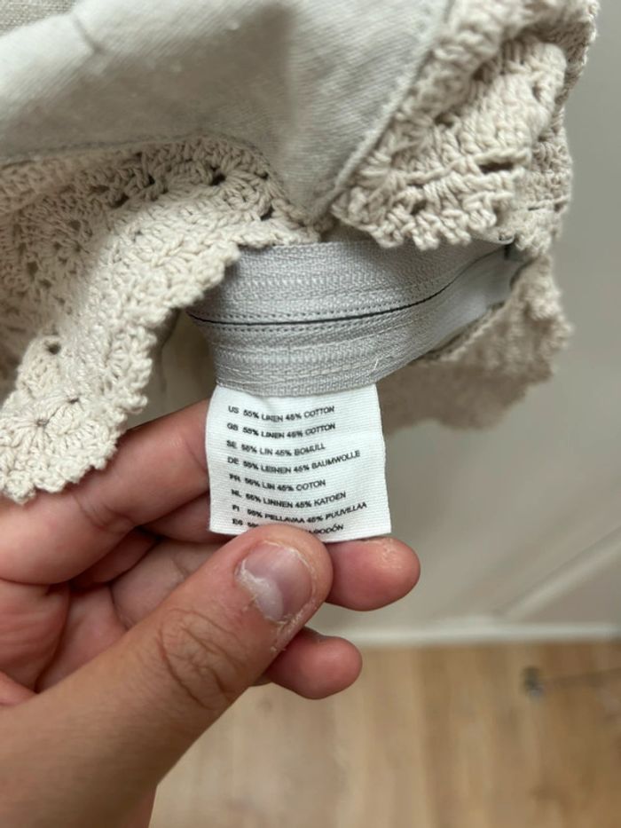 Top beige à dentelles en lin et coton taille 42 h&m - photo numéro 8