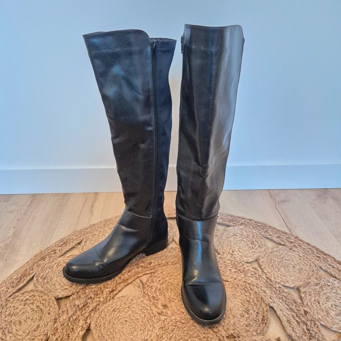 Bottes cavalière noir bi matière - La Halle - Pointure 41