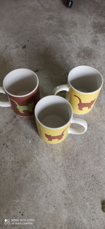 3 mugs imprimes chat