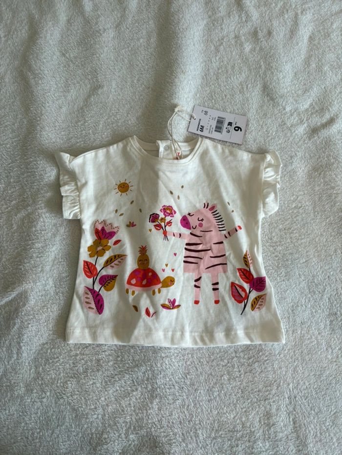 Adorable T-shirt bébé “Zèbre & Tortue” Du Pareil au Même – 6 mois - photo numéro 2