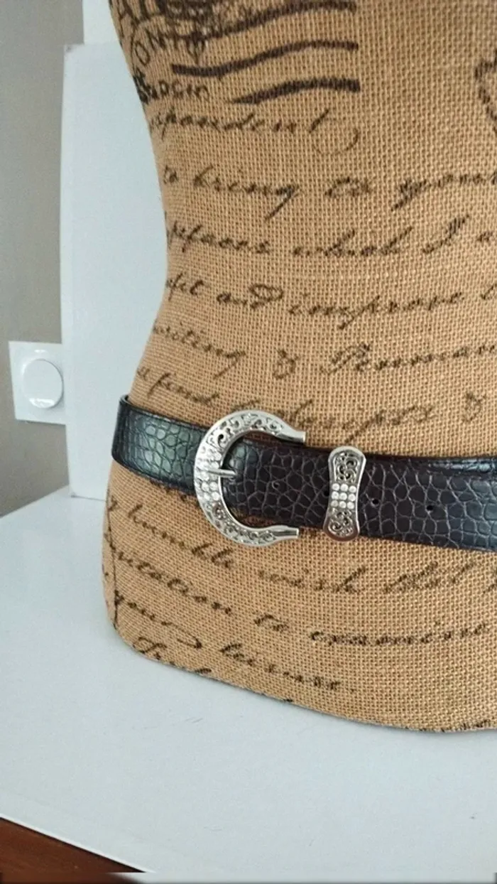 Ceinture marron style écaille 90 cm femme - photo numéro 5