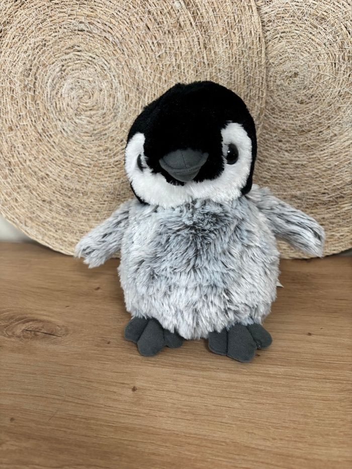 Doudou pingouin noir gris nausicaa