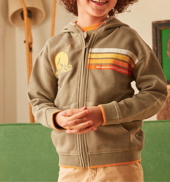 Sweat zippé à capuche Sergent Major garçon 7 ans kaki neuf