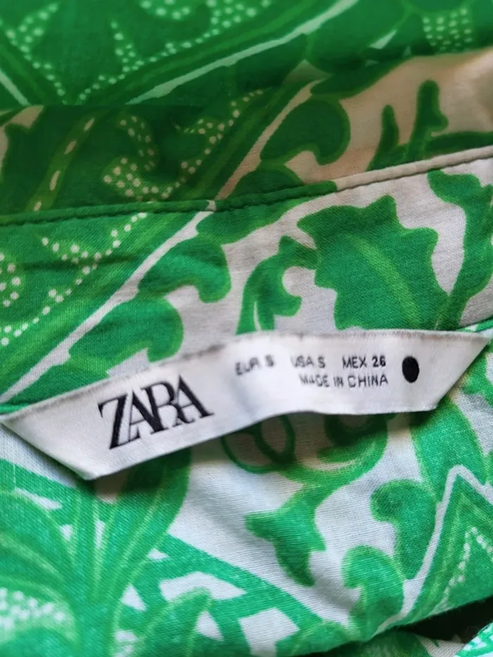 Chemise courte imprimé bohème vert Zara - photo numéro 11