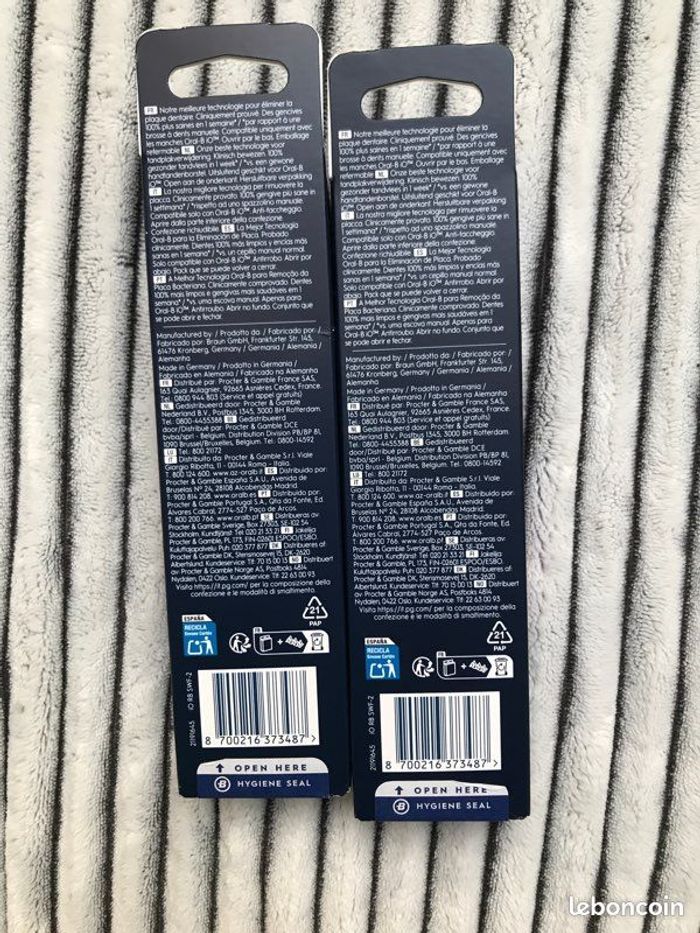 Neuf lot de 4 brossettes oral b io gentle care blanches Jamais ouvert - photo numéro 2