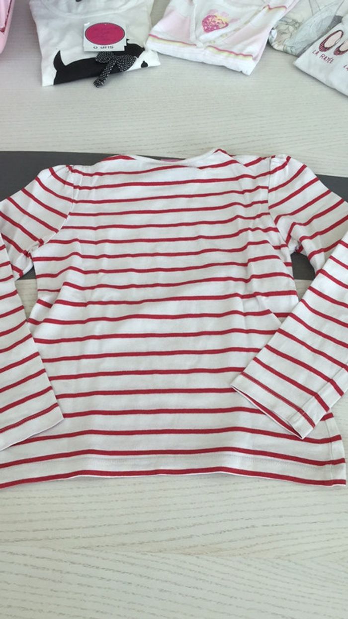 Tee-shirts Ml marinière blanc rouge Paris 8 ans NKY - photo numéro 5